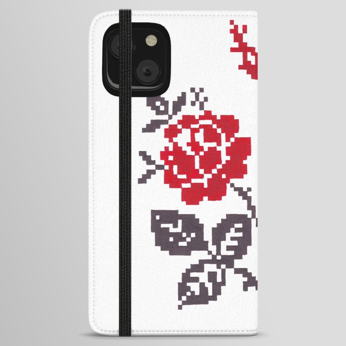 Romanian traditional rose motif iPhone Wallet Case