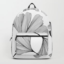 Gingko black and white line drawing Backpack | Botanicaldrawing, Handdrawn, Delicateleaves, Gingkoleaves, Stylized, Pattern, Linedrawing, Leaves, Naturelinedrawing, Drawing 