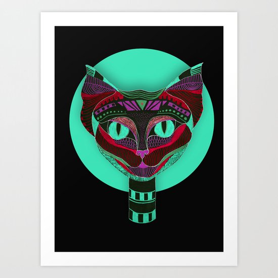 Black CAT- Black Art Print