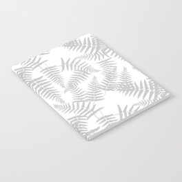 Light Grey Silhouette Fern Leaves Pattern Notebook