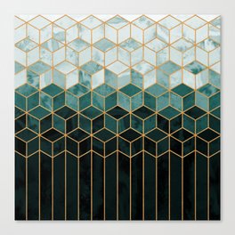 Teal Cubes Luxury Canvas Print