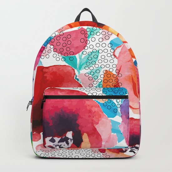 Watercolor flowers and circles Backpack