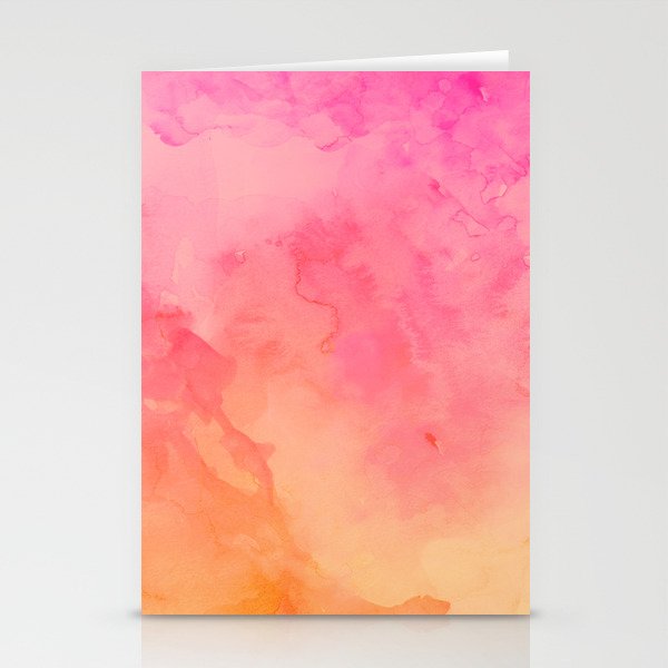 Modern Summer Hand Painted Pink Orange Sunset Watercolor Wash