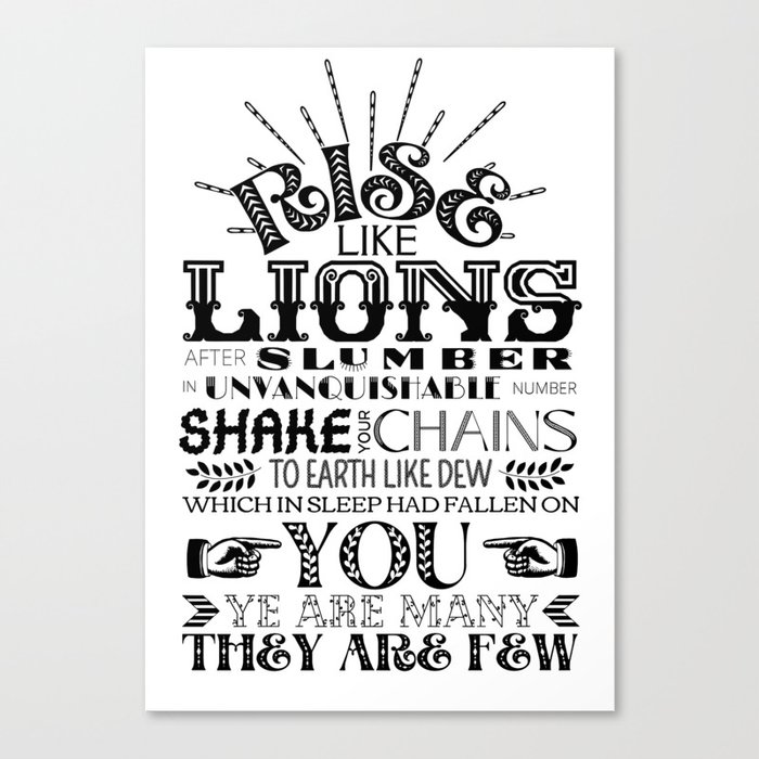 "Rise Like Lions" Shelley Quote Canvas Print