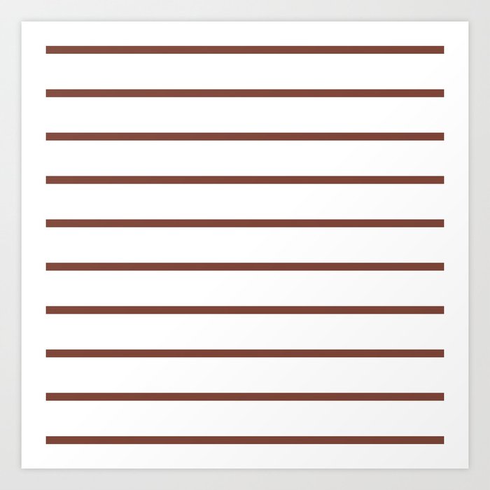 Horizontal Lines (Maroon & White Pattern) Art Print