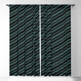 [ Thumbnail: Black and Dark Slate Gray Colored Pattern of Stripes Blackout Curtain ]