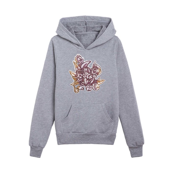 Flower Buds and Blossoms in Purple Kids Pullover Hoodie