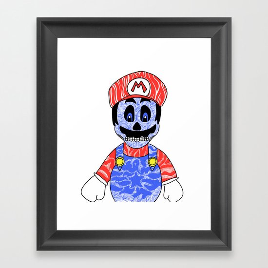Blue Mario Framed Art Print