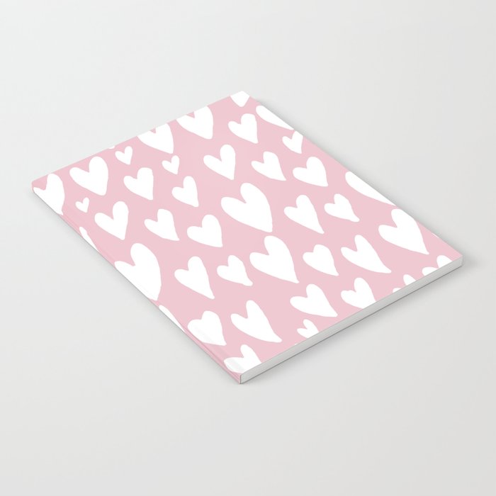 Valentines day hearts explosion - white on pink Notebook