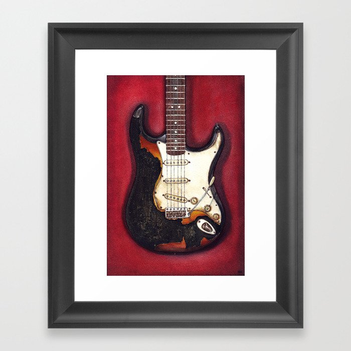 Burnt guitar Framed Art Print