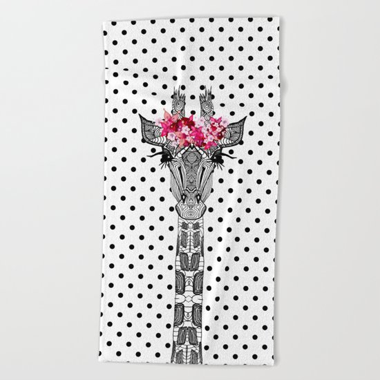 FLOWER GIRL GIRAFFE Beach Towel