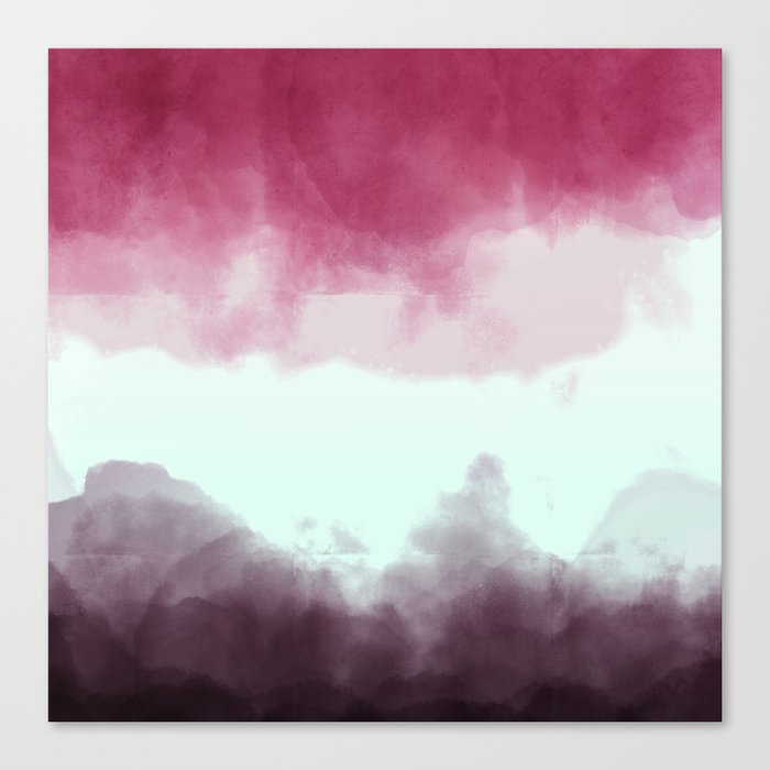 Abstract Burgundy Red Purple White Watercolor Canvas Print By
