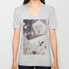Geometric abstract free climbing gym wall boulders pink white V Neck T Shirt