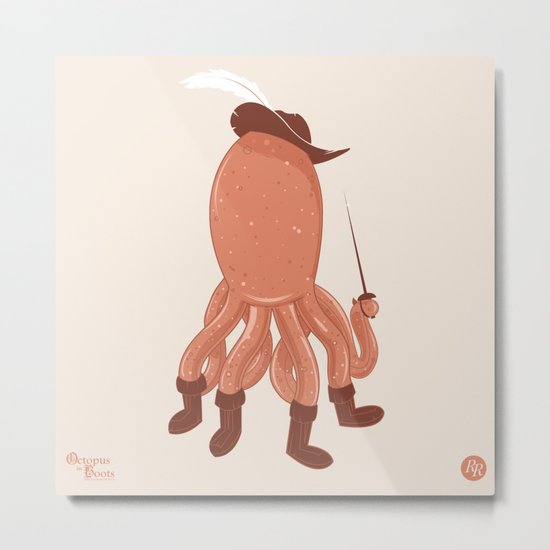 Octopus in Boots Metal Print