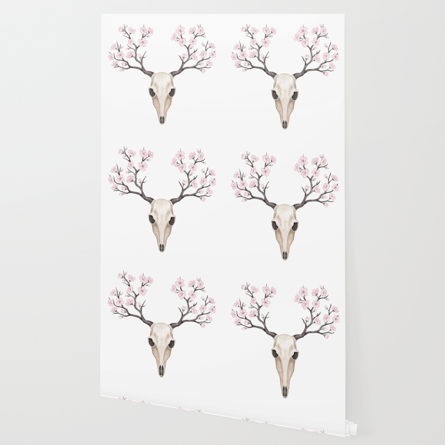 Blooming Deer Skull Wallpaper By Laura Nagel Society6