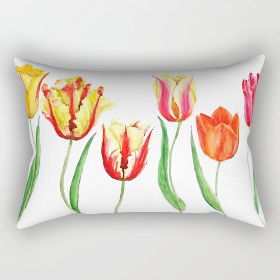 colorful tulips Rectangular Pillow