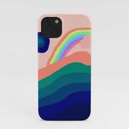 XOX, pink blue landscape, rainbow e sun, Graphic design iPhone Case