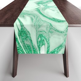 Mint & Gold Marble 06 Table Runner