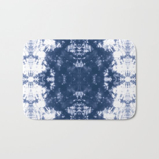 Shibori Tie Dye 2 Indigo Blue Bath Mat