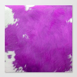 Pink and White Cow Skin Print Pattern Modern, Cowhide Faux Leather Canvas Print