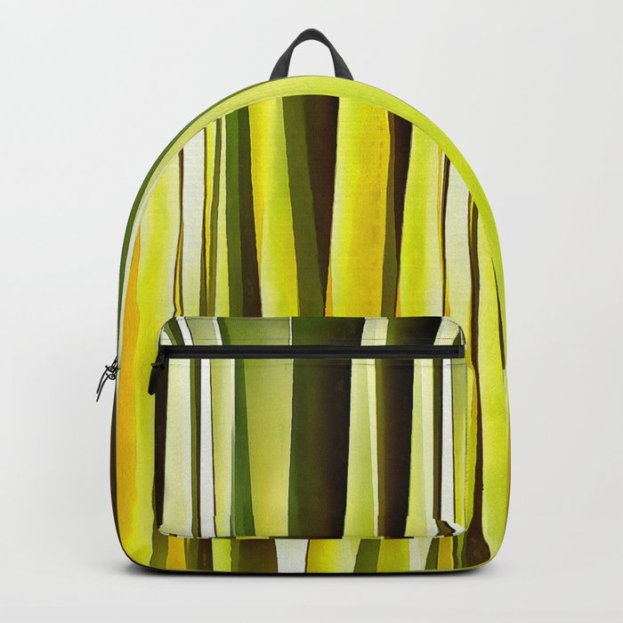 Yellow Ochre and Brown Stripy Lines Pattern Backpack