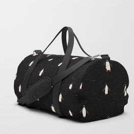 Penguin pattern on Black background Duffle Bag