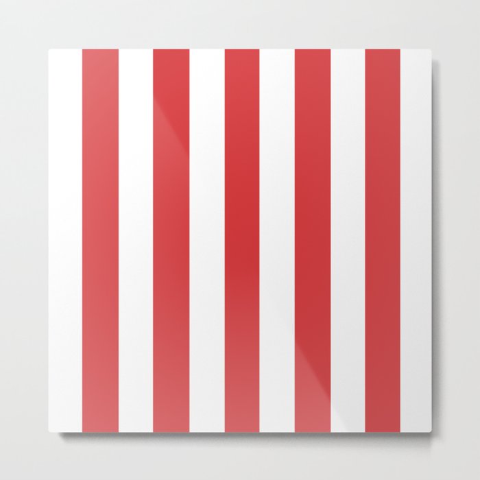 Jasper fuchsia - solid color - white vertical lines pattern Metal Print