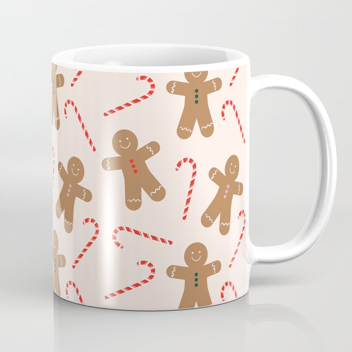 Gingerbread Man + Candy Cane Christmas Pattern Coffee Mug