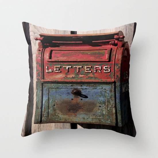 Vintage Postal Drop Box Throw Pillow