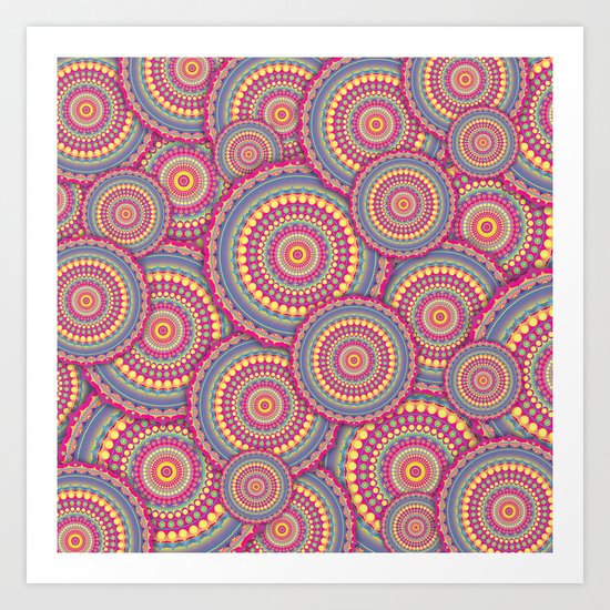 Pink Mandala Hippie Pattern Art Print