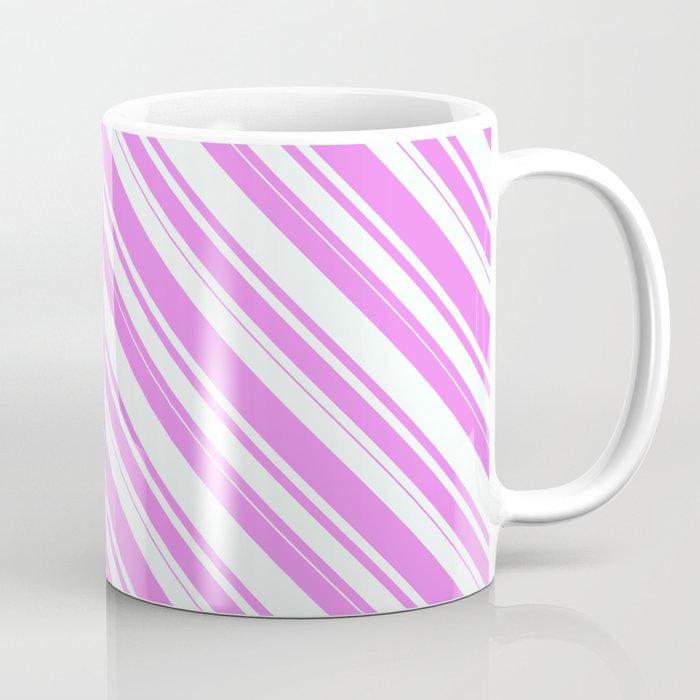 Violet & Mint Cream Colored Striped/Lined Pattern Coffee Mug