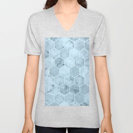 Bright Blue Tiles V Neck T Shirt