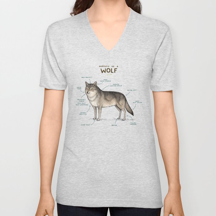 Anatomy of a Wolf V Neck T Shirt