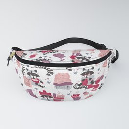 Hygge raccoon // white background Fanny Pack