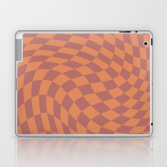 Burnt umber brown swirl checker Laptop & iPad Skin