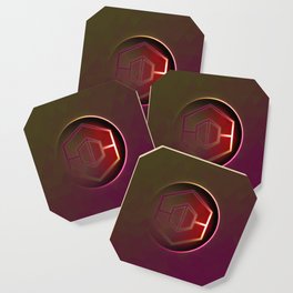 Geometric Neon Glyph on Jewel Tone Triangle Pattern 406 Coaster