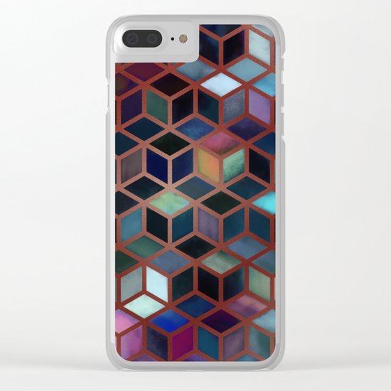Pastel Boxes Rose Gold Clear iPhone Case