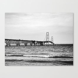 Mackinac Bridge. Black and white Canvas Print