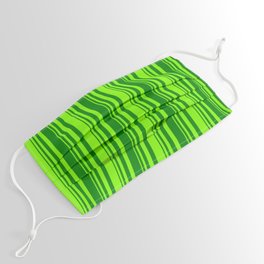 [ Thumbnail: Chartreuse & Green Colored Striped/Lined Pattern Face Mask ]