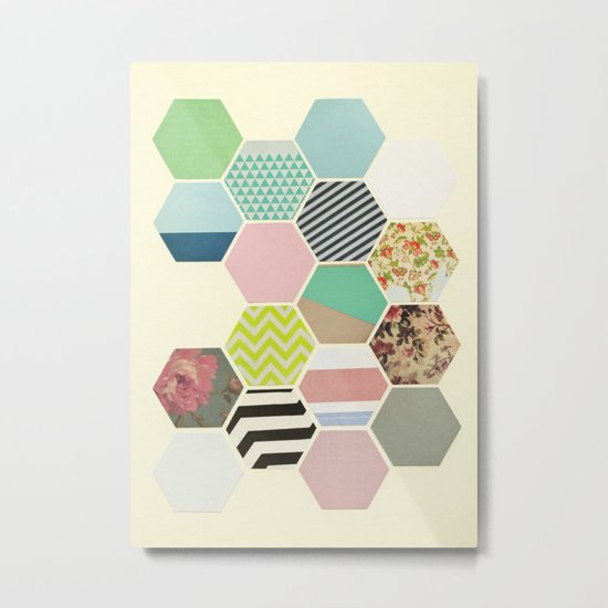 Florals and Stripes Metal Print