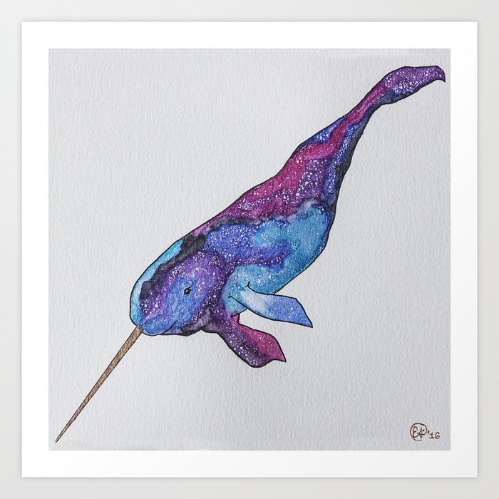 Starwhal Watercolor Painting by Imaginarium Creative Studios Art Print