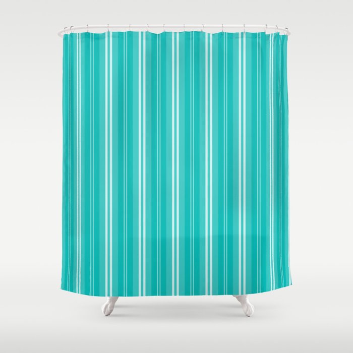 Aqua Blue Shades Pinstripes Shower Curtain By Podartist Society6