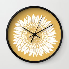 Yellow Sunflower Drawing Wall Clock