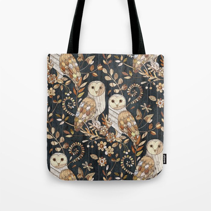 Wooden Wonderland Barn Owl Collage Tote Bag by micklyn | Society6