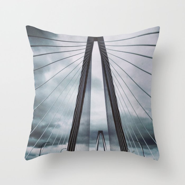 Stormy Ravenel Bridge, Charleston Throw Pillow