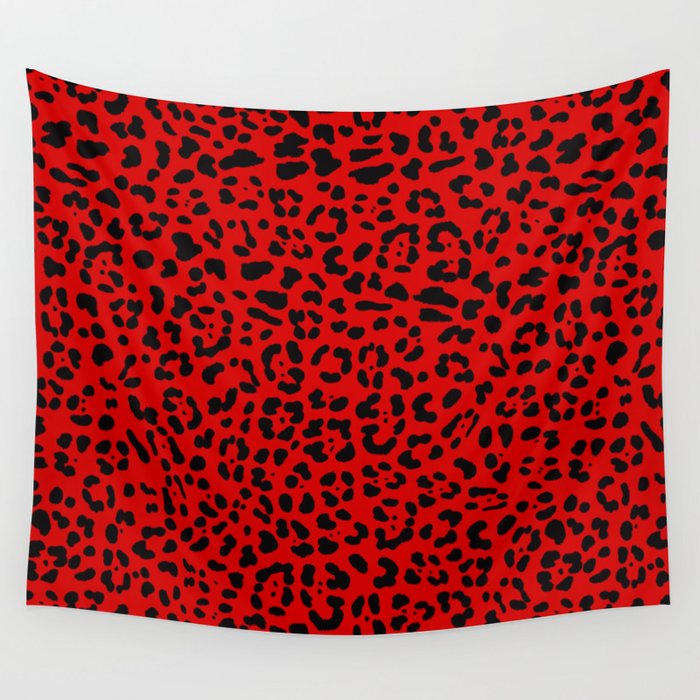 Punk Rock Red Leopard Pattern Wall Tapestry