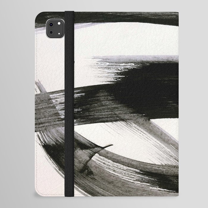 Brushstroke 9: a bold, minimal, black and white abstract piece iPad Folio Case