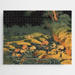Hokusai, fishing by torchlight in Kai province Jigsaw Puzzle