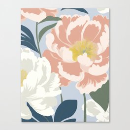 Minimalistic Midcentury Peony Spring Flowers  Canvas Print