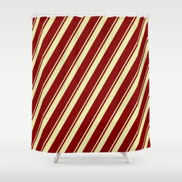 [ Thumbnail: Maroon & Pale Goldenrod Colored Lines Pattern Shower Curtain ]